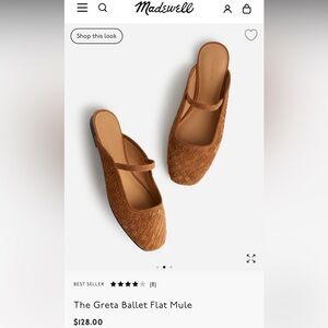 Madewell Greta Ballet Flat Mule in Tan (warm Hickory)